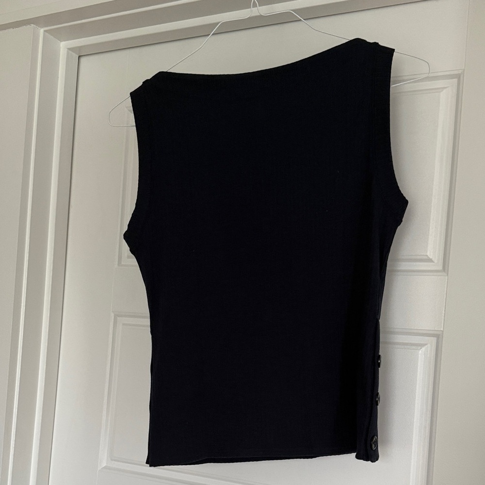 J. Crew Navy Ribbed Sleeveless Boatneck Top